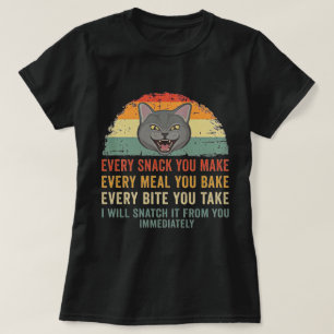 Grappige Retro Katten Snackdief Parodie Kunst T-shirt