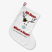 Grappige retro kerst rendieren familie monogram grote kerstsok (Voorkant (Hangend))