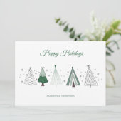 Grappige retro kerstbomen kerst feestdagenkaart (Staand voorkant)