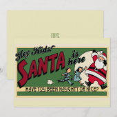 Grappige Retro Kerstman Cartoon Stout of Braaf Fla Feestdagenkaart (Voorkant / Achterkant)