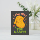 Grappige Retro Kerstman Je Stoute Kerstmis Briefkaart (Staand voorkant)