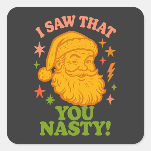 Grappige Retro Kerstman Je Stoute Kerstmis Vierkante Sticker (Voorkant)
