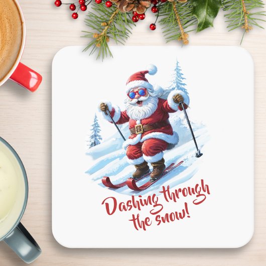 Grappige Retro Kerstman Kerst Onderzetter
