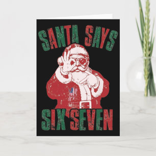 Grappige Retro Kerstman Zegt Zes Zeven Kerstmis Kaart