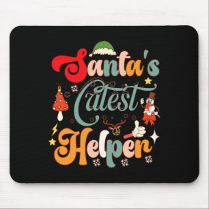 Grappige Retro Kerstmannen Cute Helper Muismat