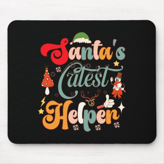 Grappige Retro Kerstmannen Cute Helper Muismat (Voorkant)