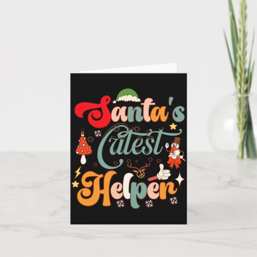 Grappige Retro Kerstmannen Schattigste Helper Kaart (Voorkant)