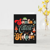 Grappige Retro Kerstmannen Schattigste Helper Kaart (Gele Bloem)