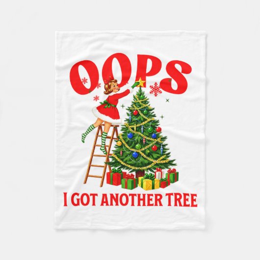 Grappige Retro Kerstmis Oops Ik Heb Nog Een Boom P Fleece Deken (Voorkant)