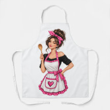 Grappige Retro Keuken Koningin Kook Illustratie | 