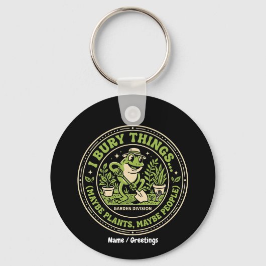Grappige Retro Kikker Badge Ik Begraaf Dingen Tuin Sleutelhanger (Voorkant)