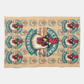 Grappige Retro Kippenkont Grappen Design Theedoek (Horizontaal)