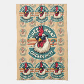 Grappige Retro Kippenkont Grappen Design Theedoek (Verticaal)