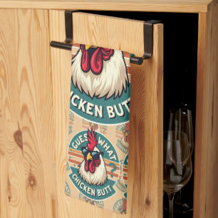 Grappige Retro Kippenkont Grappen Design Theedoek