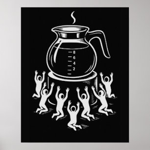 Grappige Retro Koffie – Aanbid Koffie Poster