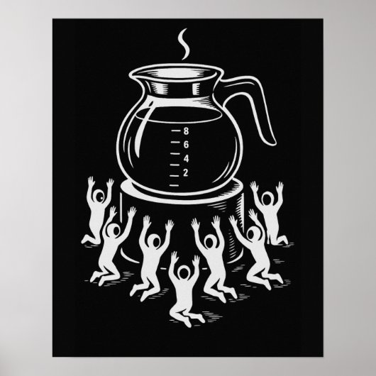 Grappige Retro Koffie – Aanbid Koffie Poster (Voorkant)