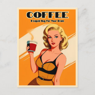 Grappige retro  koffie cafeïne Humor Briefkaart