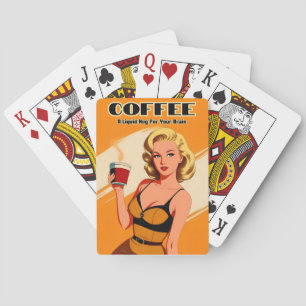 Grappige retro  koffie cafeïne Humor Pokerkaarten