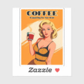 Grappige retro  koffie cafeïne Humor Sticker (Vel)