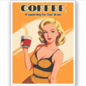 Grappige retro  koffie cafeïne Humor Sticker (Voorkant)