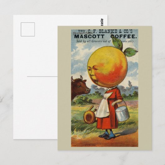 Grappige  retro koffiereclame briefkaart (Voorkant / Achterkant)