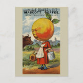 Grappige  retro koffiereclame briefkaart (Voorkant)