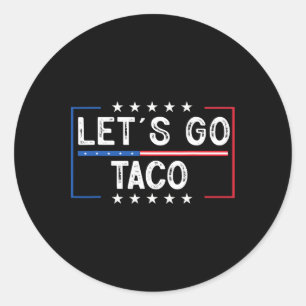 Grappige retro laten we gaan taco ronde sticker