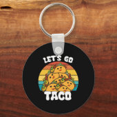 Grappige Retro Let's Go Taco Grappige Taco Lover Sleutelhanger (Voorkant)