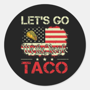 Grappige Retro Let's Go Taco Mexican Food Humor Vr Ronde Sticker