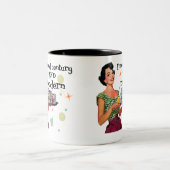 Grappige retro midden van de eeuw tweekleurige koffiemok (Center)