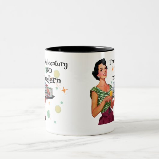 Grappige retro midden van de eeuw tweekleurige koffiemok (Center)