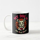 Grappige retro 'Mijn hond is de echte baas' Koffiemok (Links)