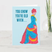 Grappige Retro Mode Vrouw in Bustle Dress Verjaard Kaart (Voorkant)