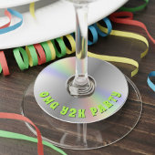 Grappige Retro Muziek CD Disc Y2K Party Wijnglaslabel