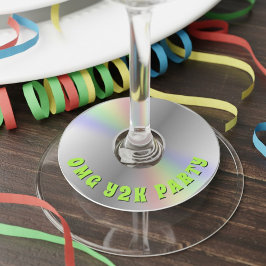 Grappige Retro Muziek CD Disc Y2K Party Wijnglaslabel