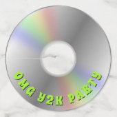 Grappige Retro Muziek CD Disc Y2K Party Wijnglaslabel (Voorkant)