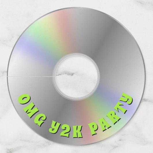 Grappige Retro Muziek CD Disc Y2K Party Wijnglaslabel (Voorkant)