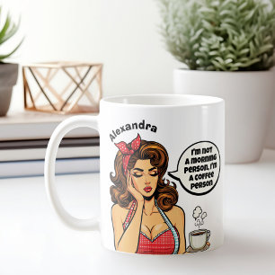Grappige retro niet een ochtend persoon aangepaste koffiemok