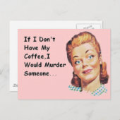 Grappige Retro Ochtend Koffie Knorrige Dame Briefkaart (Voorkant / Achterkant)