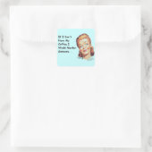 Grappige Retro Ochtend Koffie Knorrige Dame Vierkante Sticker (Tas)