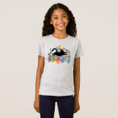 Grappige Retro Paddenstoelen Groovin Bloemen Zwart T-shirt (Voorkant volledig)