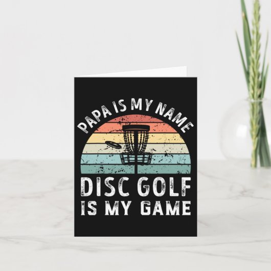 Grappige Retro Papa Disc Golf Is Mijn Game Vaderda Kaart (Voorkant)