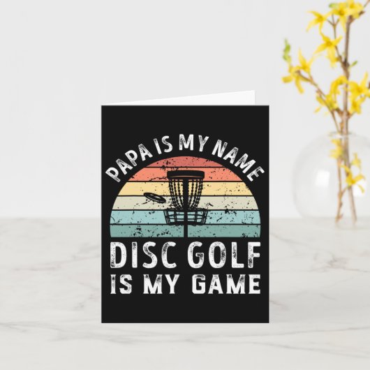 Grappige Retro Papa Disc Golf Is Mijn Game Vaderda Kaart (Gele Bloem)