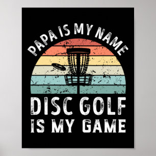 Grappige Retro Papa Discgolf Is Mijn Game Vaderdag Poster