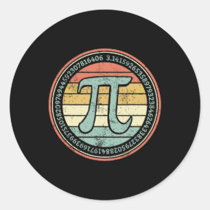 Grappige retro pi dag pi Wiskunde voor pi dag 3.14 Ronde Sticker