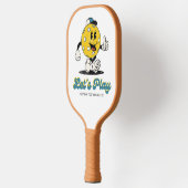 Grappige Retro Pickleball Cartoon Mascotte geperso Paddle (Links)