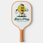 Grappige Retro Pickleball Cartoon Mascotte geperso Pickleball Paddle (Voorkant)