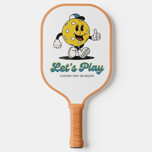 Grappige Retro Pickleball Cartoon Mascotte geperso Pickleball Paddle (Voorkant)