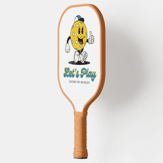 Grappige Retro Pickleball Cartoon Mascotte geperso Pickleball Paddle (Links)