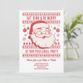 Grappige Retro Pickleball Kerstfeest uitnodiging (Staand voorkant)